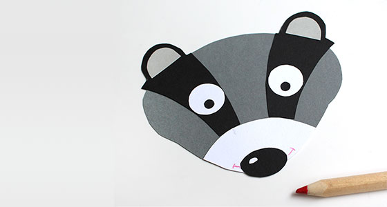 Bastelarbeit Dachsgesicht aus Papier